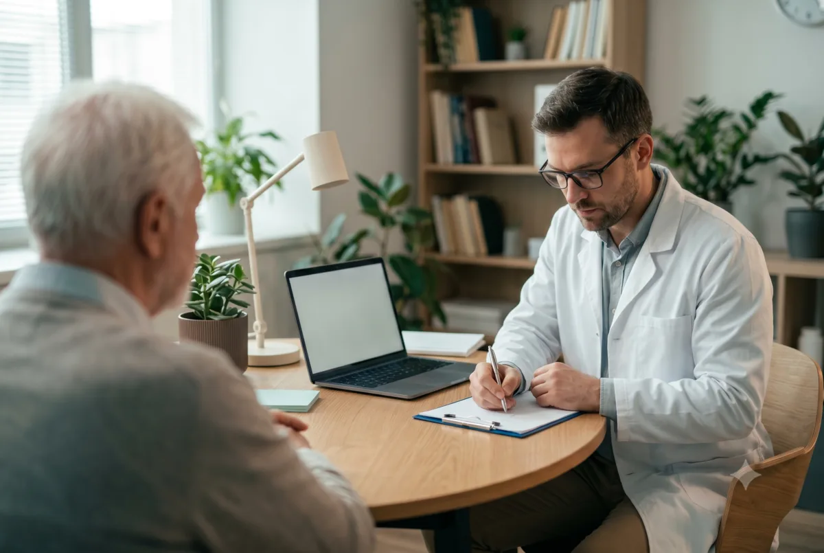 Médico avaliando a evolução do paciente no painel